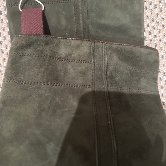 Olive Green Suede Knee-High Boots - Picture 5 of 8